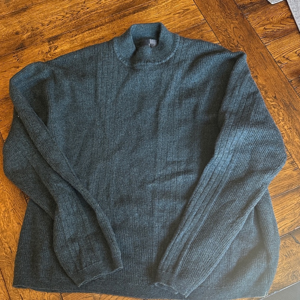 jf j.ferrar Men's Teal Ribbed Mock Neck Sweater